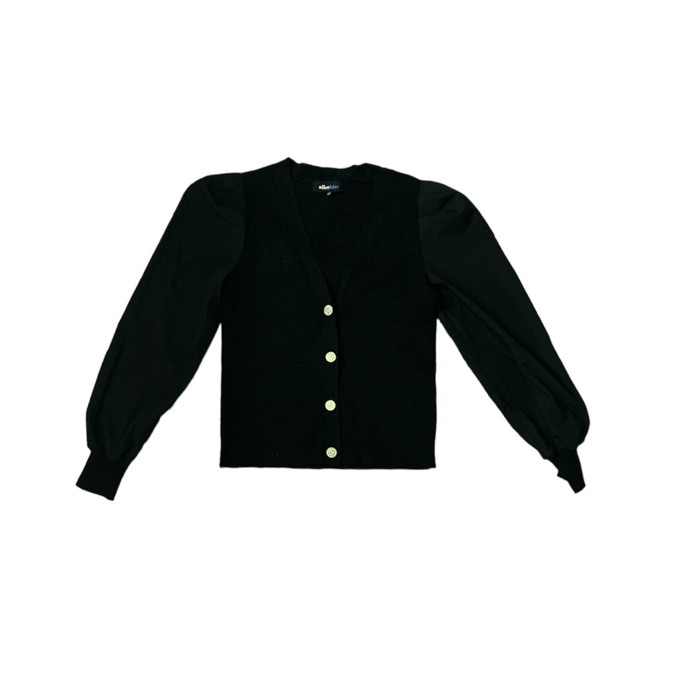 Black sweater with white buttons
